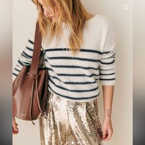 NWT Sézane Gaspard Cardigan - Ecru/Navy XS